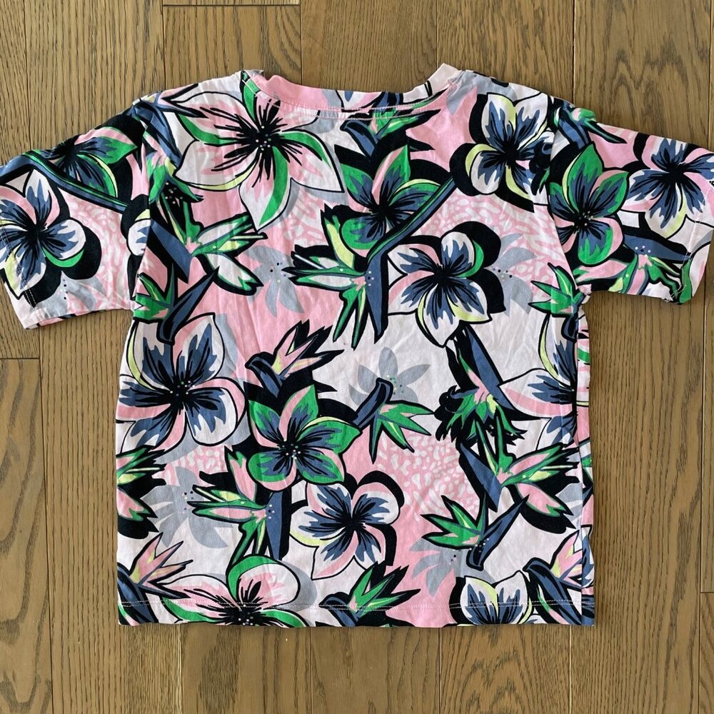Adidas Girls' Floral Print AOP Cross-Over Short Sleeve Tee - Picture 4 of 4